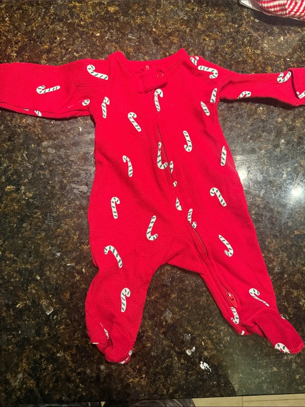 Red Candy Cane Print Baby One-Piece Carters - Newborn Footie